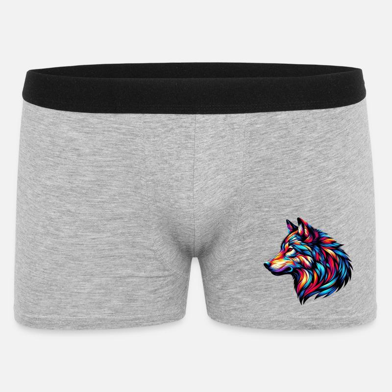 Wolf - Männer Boxer Shorts - Grau meliert