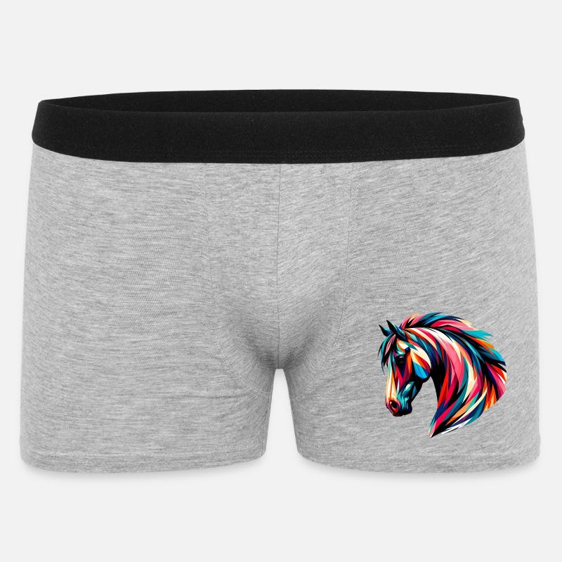 Pferd - Männer Boxer Shorts - Grau meliert