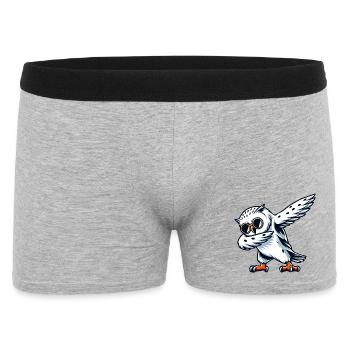 Coole Schneeeule Dabbing Pose - Männer Boxer Shorts - Grau meliert - Vorne