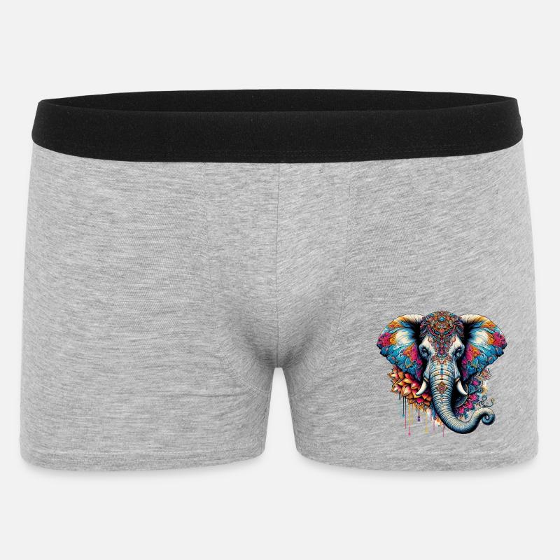 Elefant - Männer Boxer Shorts - Grau meliert