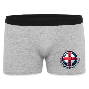 Englischer Fußball. Ruhe bewahren und den Ball passen - Männer Boxer Shorts - Grau meliert - Vorne