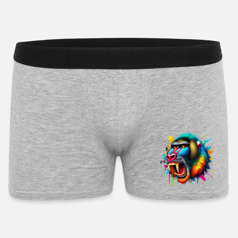 Mandrill-Affe - Männer Boxer Shorts - Grau meliert