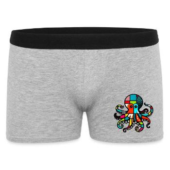 Krake - Männer Boxer Shorts - Grau meliert - Vorne