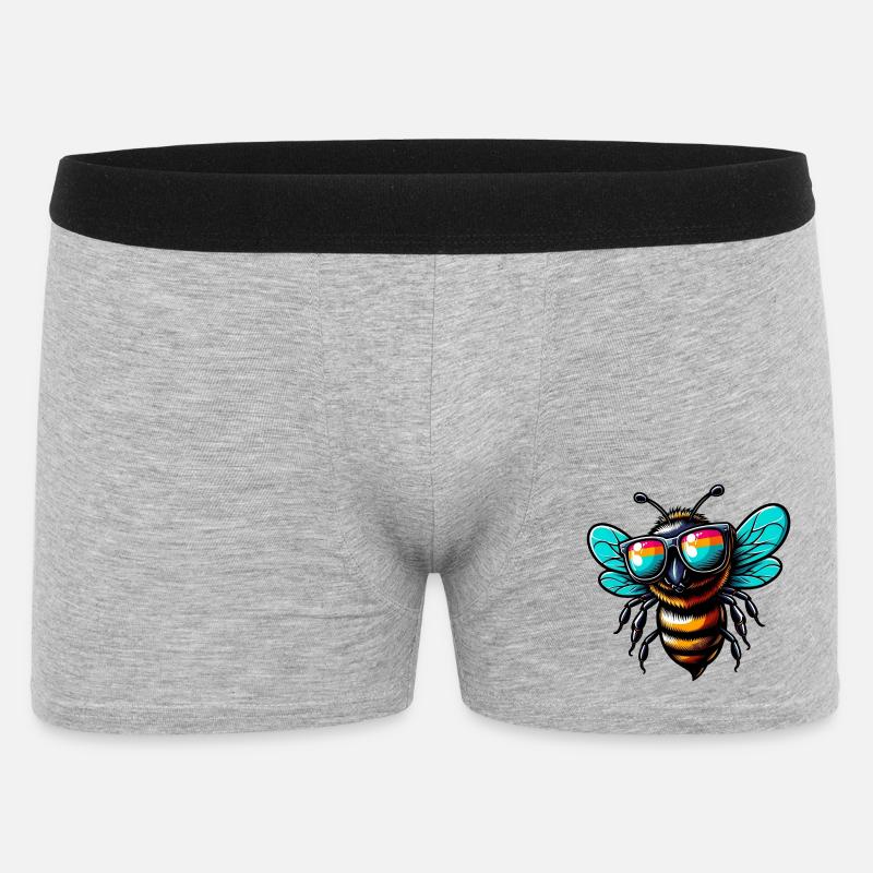 Biene mit Sonnenbrille - Männer Boxer Shorts - Grau meliert