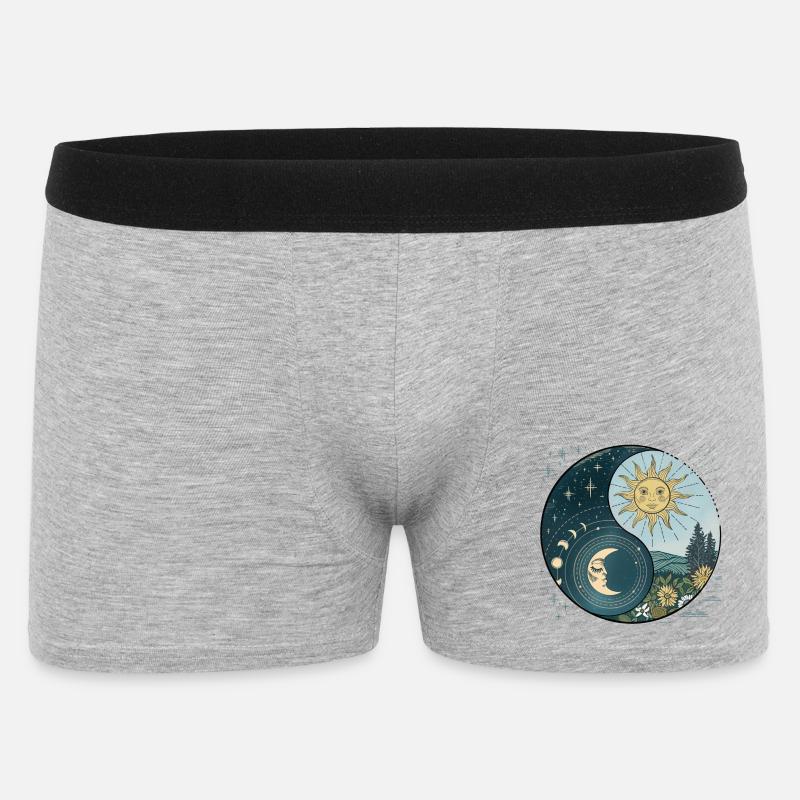Yin Yang Soleil et Lune Harmonie Céleste - Boxer Homme - gris chiné