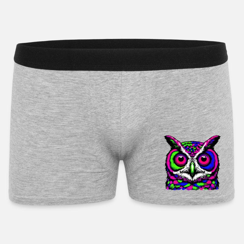 Eule - Männer Boxer Shorts - Grau meliert