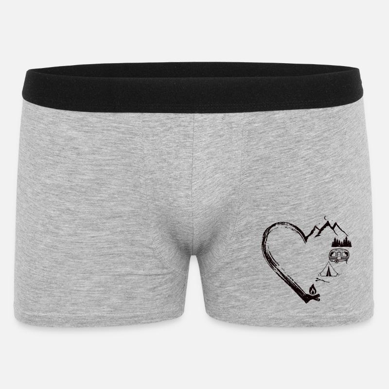 Mountain Heart Camping Patch Design - Männer Boxer Shorts - Grau meliert