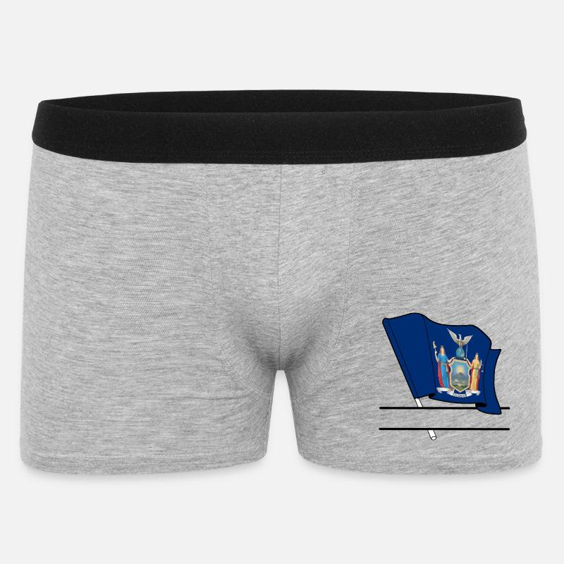Flagge New York Textbanner - Männer Boxer Shorts - Grau meliert