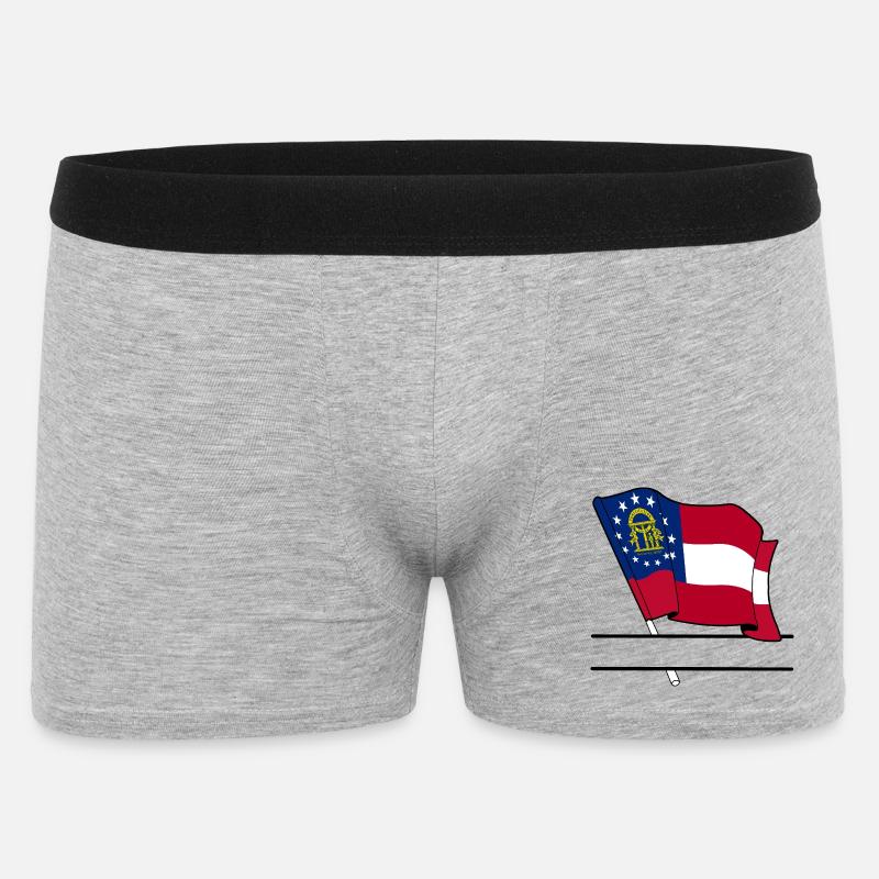 Flagge Georgien Textbanner - Männer Boxer Shorts - Grau meliert