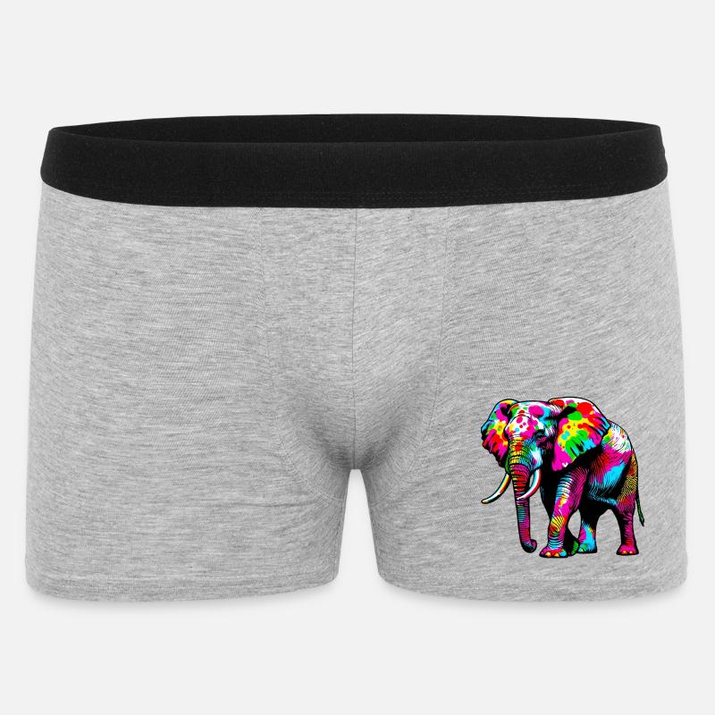 Elefant - Männer Boxer Shorts - Grau meliert