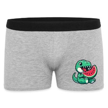 Dino T-Rex with Watermelon Summer Fruit Fun - Men's Boxer Shorts - heather grey - Front