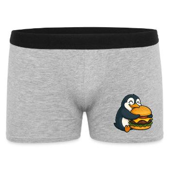 Mignon pingouin cheeseburger Fast Food Love - Boxer Homme - gris chiné - Devant