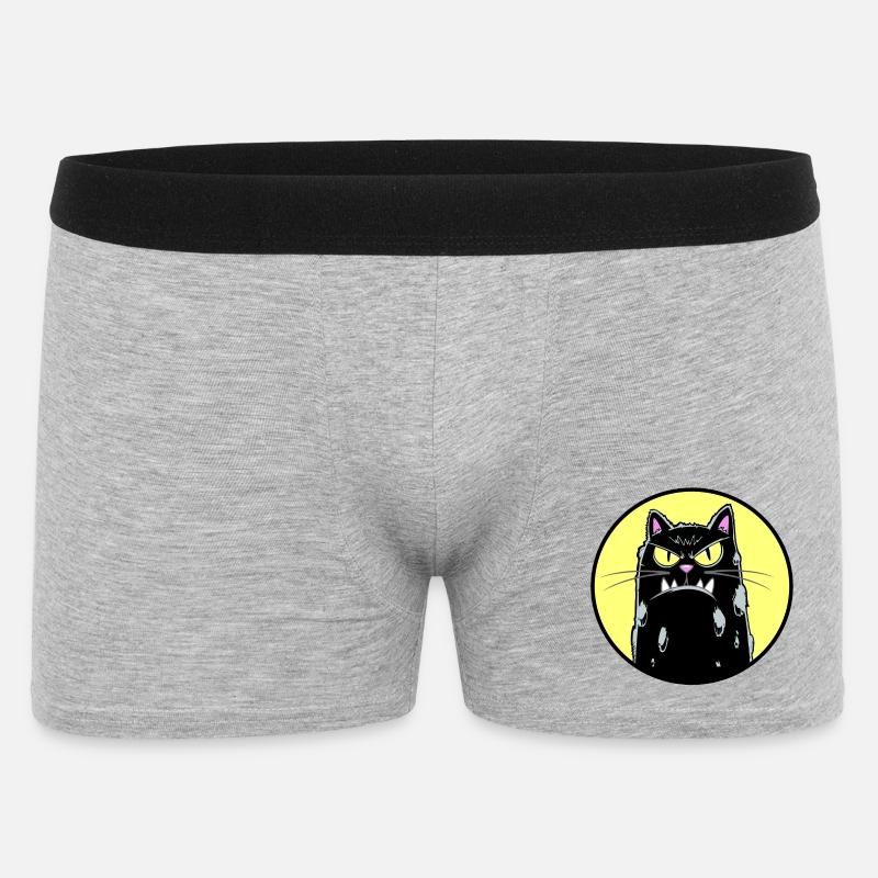Schwarze Katze - Männer Boxer Shorts - Grau meliert