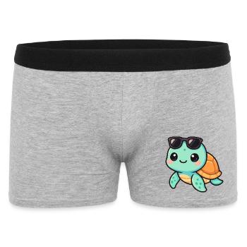 Cute turtle cartoon with sunglasses - Men's Boxer Shorts - heather grey - Front