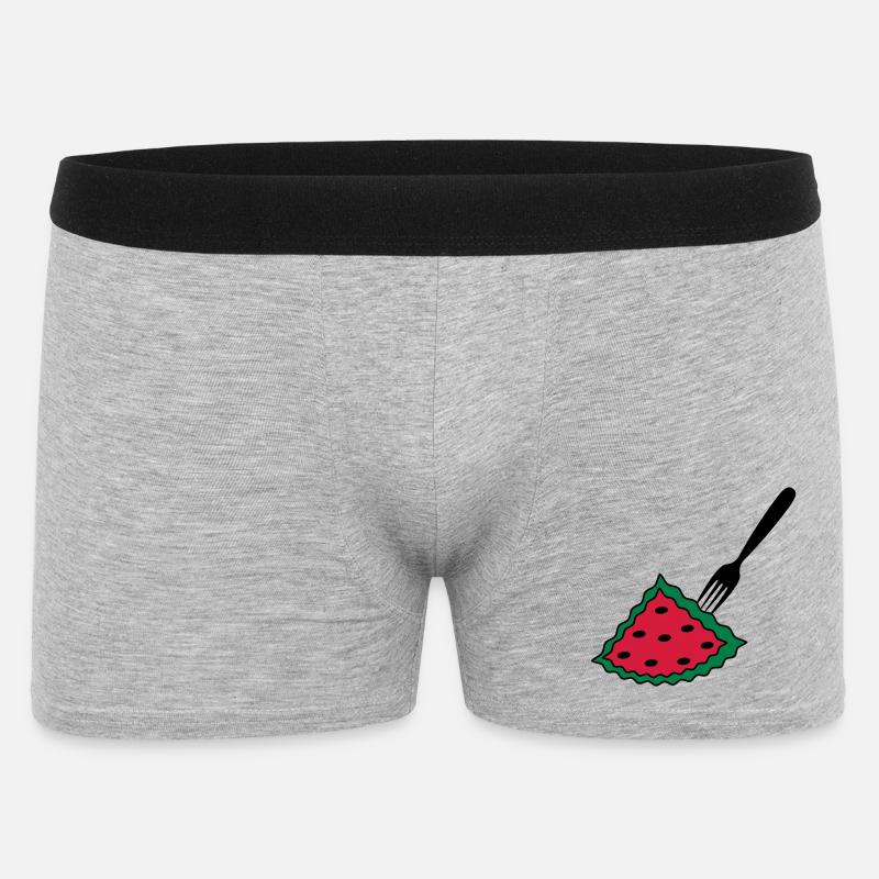 Melone mit Gabel - Männer Boxer Shorts - Grau meliert