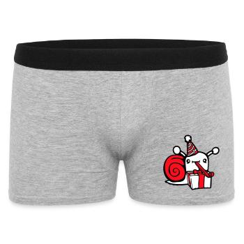 Schnecke Geburtstag feiern Party Geschenke Hut süß - Männer Boxer Shorts - Grau meliert - Vorne