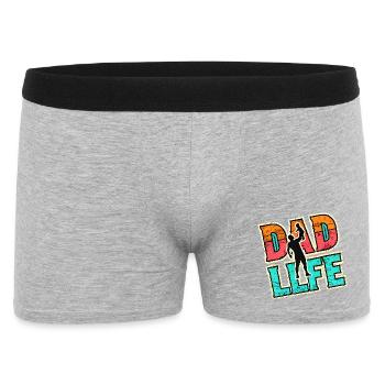 Papa Leben, Vaters Geschenk - Männer Boxer Shorts - Grau meliert - Vorne
