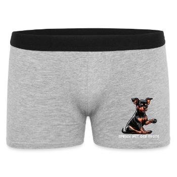 Sprich mit der Pfote Zwergpinscher Pinscher Minpin - Männer Boxer Shorts - Grau meliert - Vorne