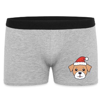 Chien avec chapeau de Père Noël - Boxer Homme - gris chiné - Devant