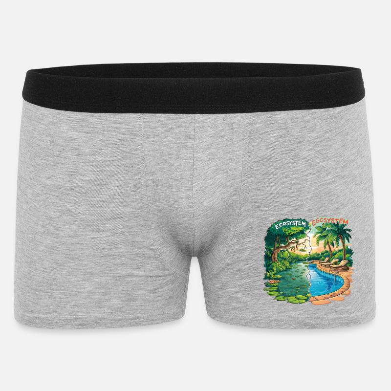 Ökosystem vs. Egosystem Umweltfreundliche Botschaft - Männer Boxer Shorts - Grau meliert