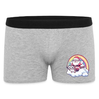 Eule Weihnachtsmann Weihnachten - Männer Boxer Shorts - Grau meliert - Vorne