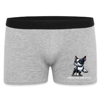 Sprich mit der Pfote Boston Boston terrier Bostie - Männer Boxer Shorts - Grau meliert - Vorne