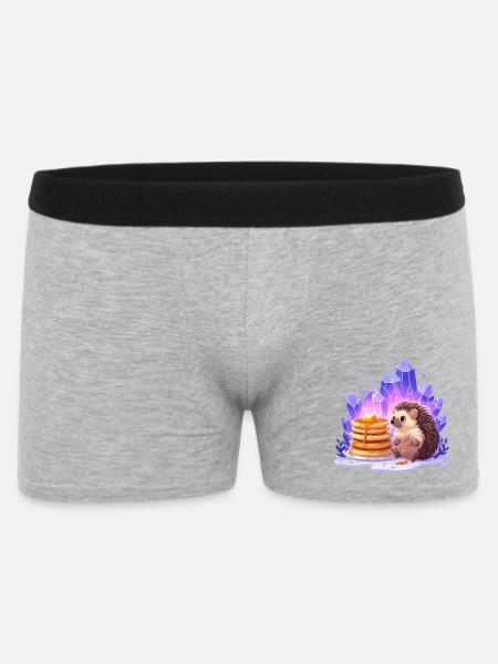 Hedgehog with pancakes and crystals - Men's Boxer Shorts - heather grey