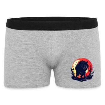böser Mondwolf Werwolf im düsteren Mondschein - Männer Boxer Shorts - Grau meliert - Vorne