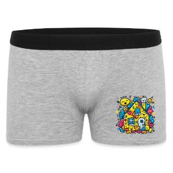 Lachendes Haus Farbklecks - Männer Boxer Shorts - Grau meliert - Vorne