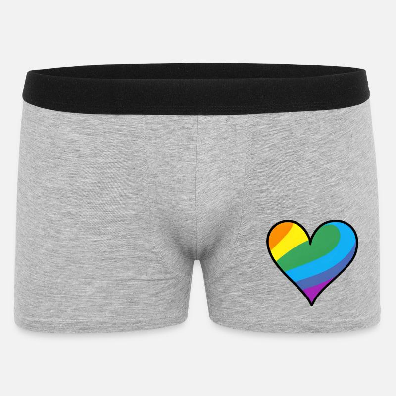 Regenbogenherz Pride Print - Männer Boxer Shorts - Grau meliert