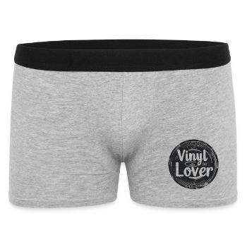 Vinyl Lover Vintage Musik Design - Männer Boxer Shorts - Grau meliert - Vorne