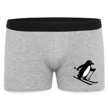 Cute Penguin Skier Winter Sports Cartoon Silhou - Men's Boxer Shorts - heather grey - Front
