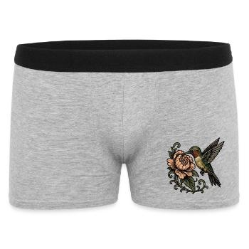 Hummingbird with Rose Vintage Tattoo - Men's Boxer Shorts - heather grey - Front