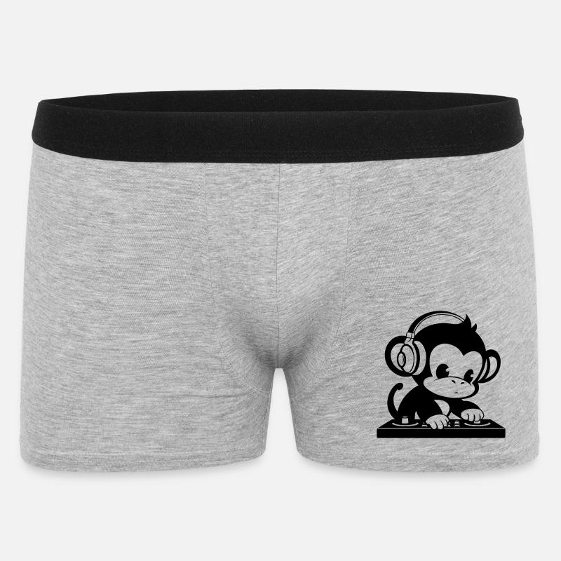 DJ Affe mit Kopfhörern - Männer Boxer Shorts - Grau meliert