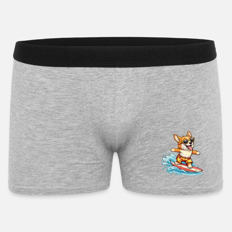 Corgi Surf-Sommerbrille - Männer Boxer Shorts - Grau meliert