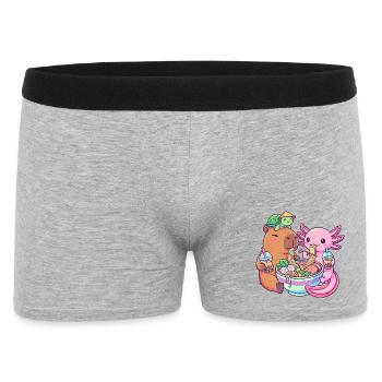 Kawaii Ramen Boba Friends Capybara Axolotl Turtle - Men's Boxer Shorts - heather grey - Front