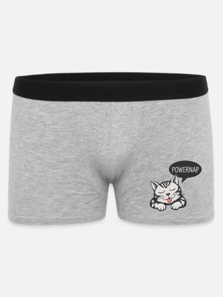 Powernap Cat - Sleeping Motif - Men's Boxer Shorts - heather grey