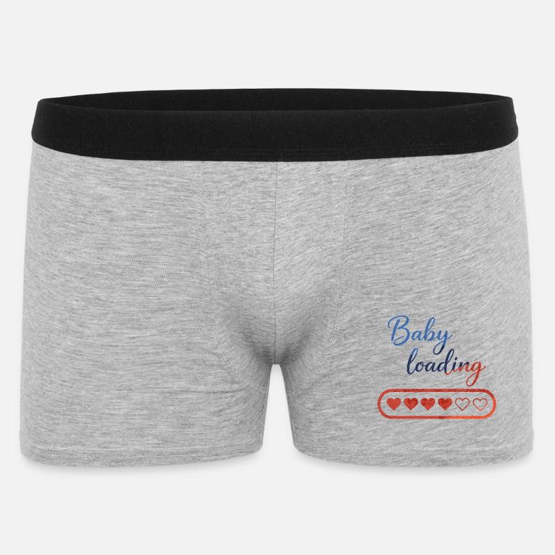 Baby Loading: Herz-Countdown - Männer Boxer Shorts - Grau meliert