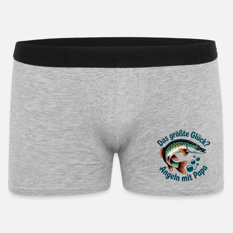Papa Angler Geschenk - Männer Boxer Shorts - Grau meliert