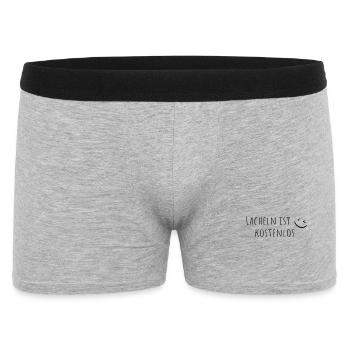 Lächeln ist kostenlos Spruch – Positiver Spruch - Männer Boxer Shorts - Grau meliert - Vorne