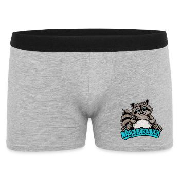Süßer Waschbär Bauch Cartoon Tier Motiv - Männer Boxer Shorts - Grau meliert - Vorne
