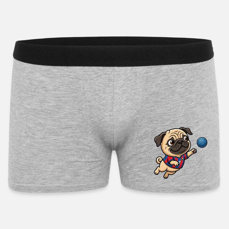 Lustiger Mops Handballfan Nummer 7 - Männer Boxer Shorts - Grau meliert
