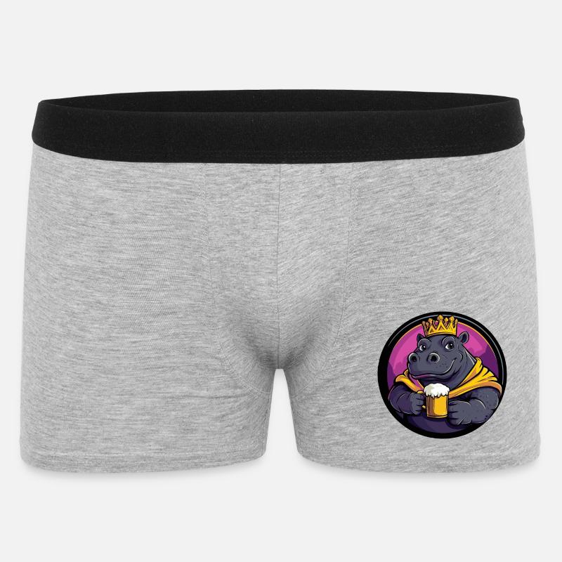 Nilpferd Bier Lustig - Männer Boxer Shorts - Grau meliert