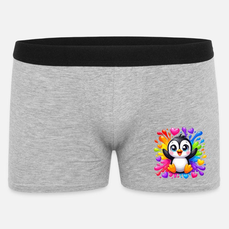 Pinguin Farbherzen Spritzer - Männer Boxer Shorts - Grau meliert