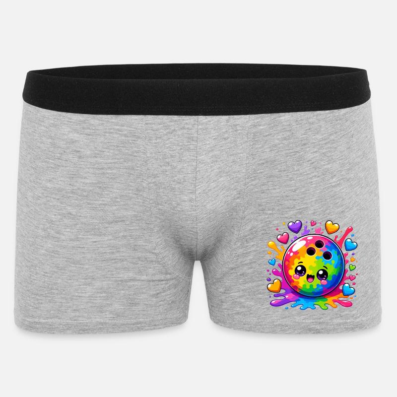 Kunterbunte Bowlingkugel mit Herzen  - Männer Boxer Shorts - Grau meliert