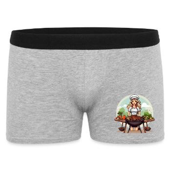 Barbecue heroine at the charcoal grill - Men's Boxer Shorts - heather grey - Front