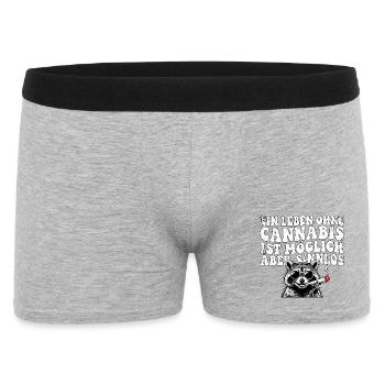 Lustiges Cannabis Waschbär Design - Männer Boxer Shorts - Grau meliert - Vorne