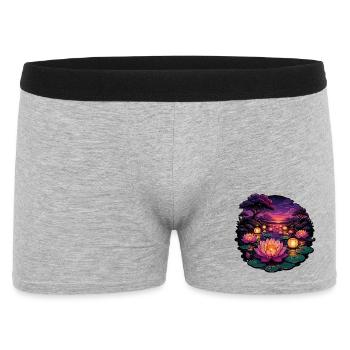Lotus-Lichter am Abend - Männer Boxer Shorts - Grau meliert - Vorne