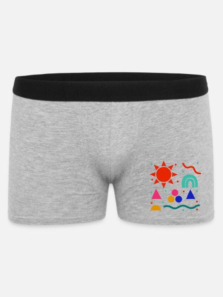 Lebendige Geometrie Sonnenfarben Muster - Männer Boxer Shorts - Grau meliert