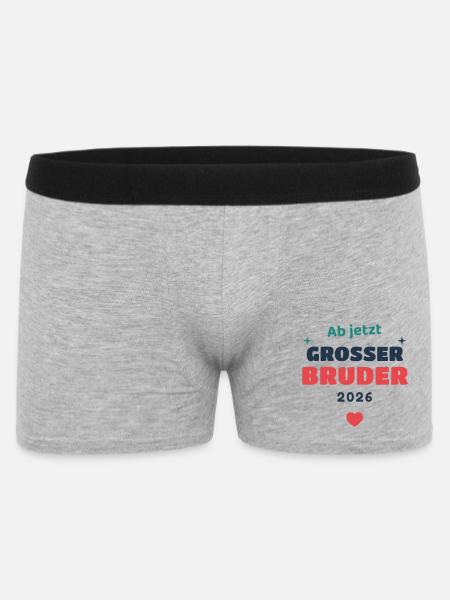 Einschulung 2026 Bruder - Schulkind Geschenk Schul - Männer Boxer Shorts - Grau meliert